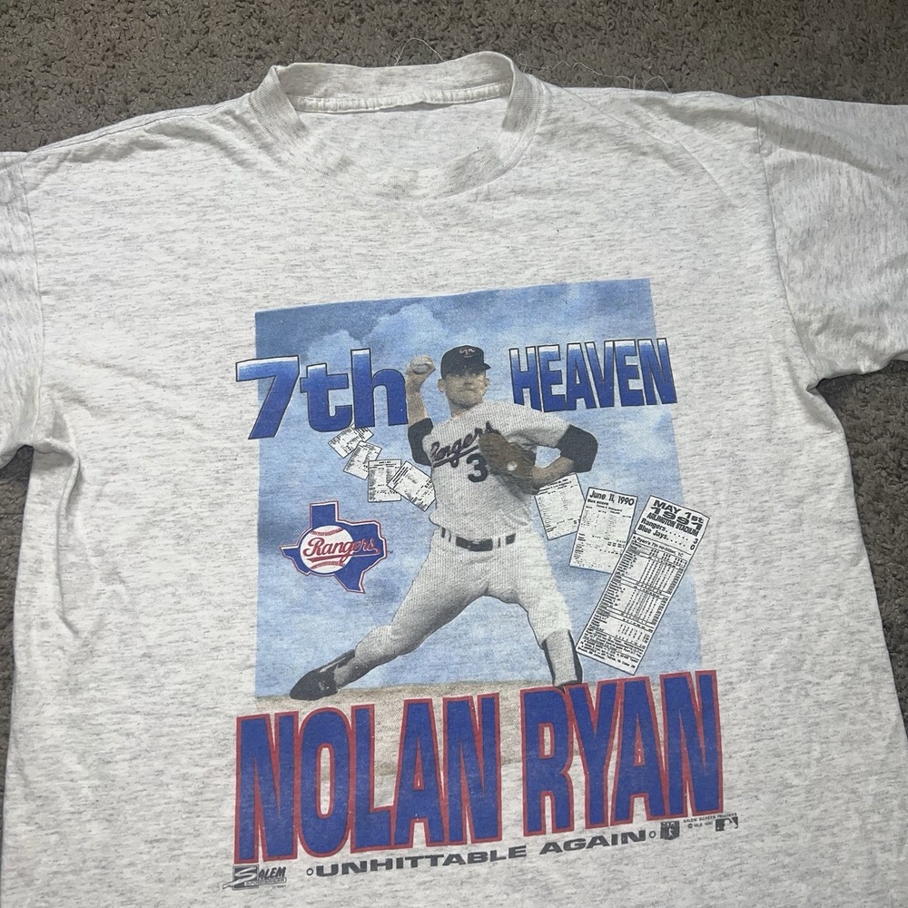 Vintage Salem Nolan Ryan Texas Rangers 7th Heaven No Hitter Tee SIZE‎ M MLB 1990